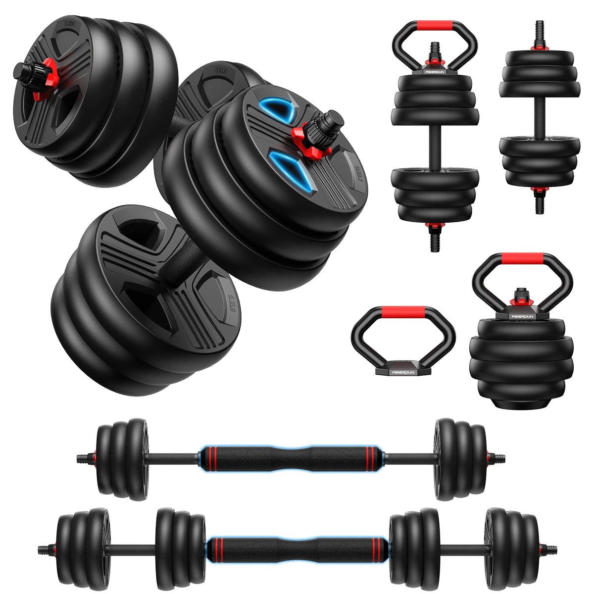 FED Adjustable Multifunctional Dumbbell Set With Barbell Conversion