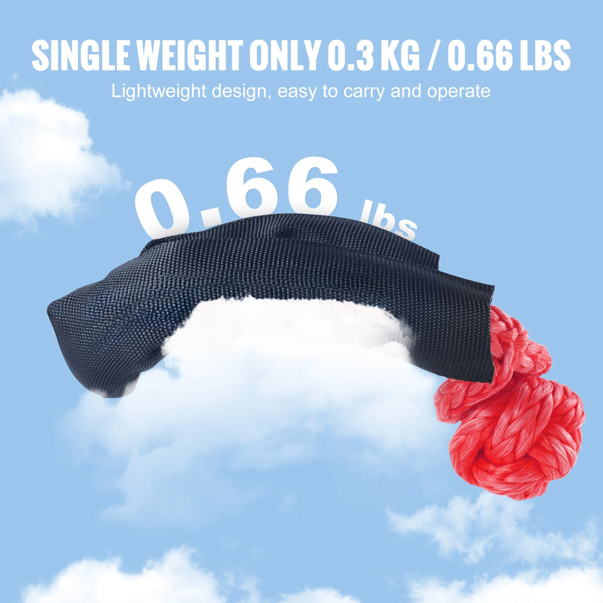 Synthetic Soft Shackle Tow Rope With Protective Sleeve for Offroad Recovery