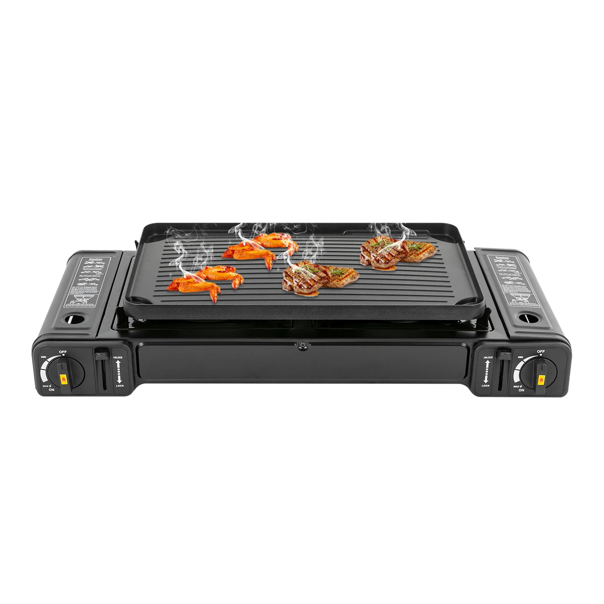 2500W Portable 2 Burner Stove with Baking Tray and Case