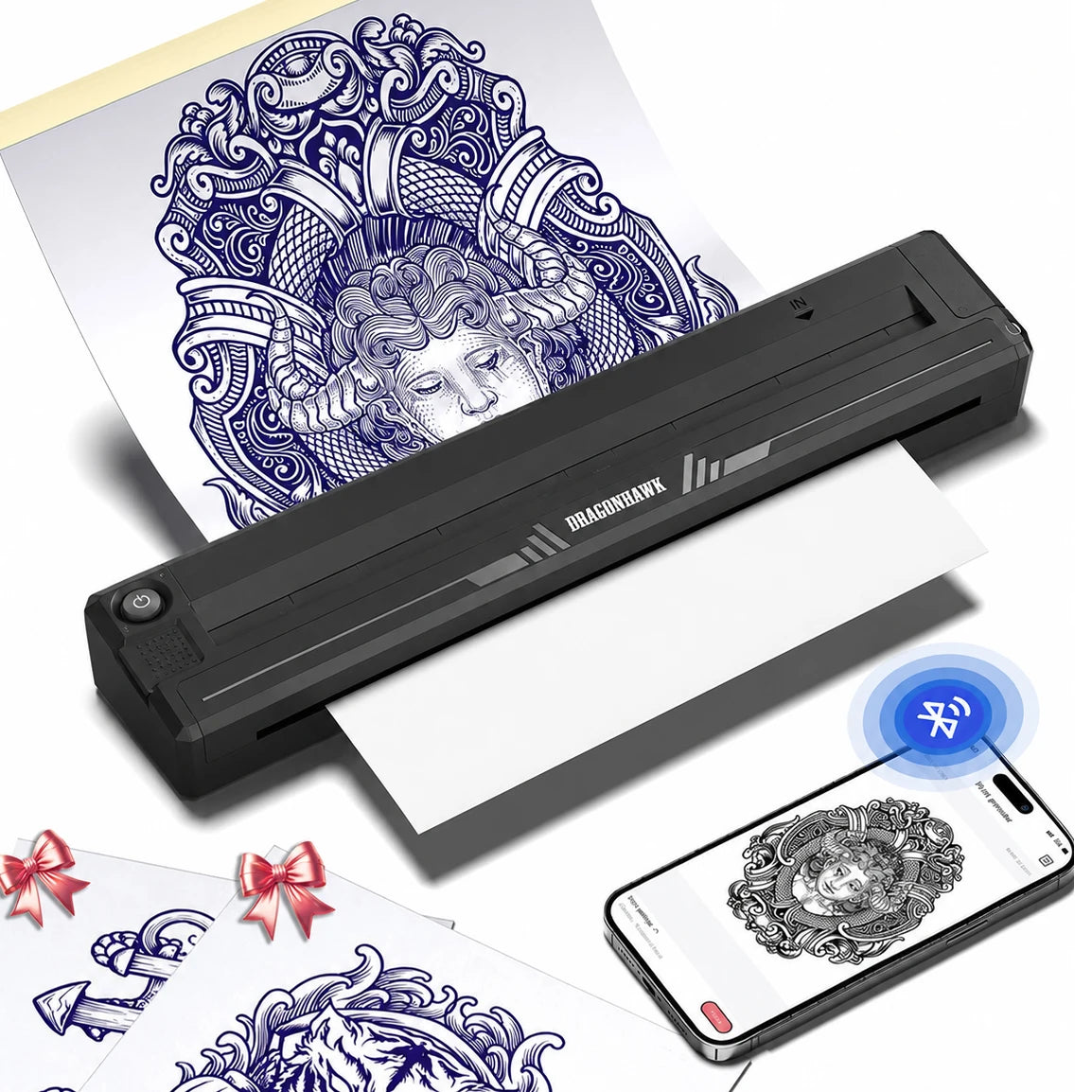 Dragonhawk L3 Wireless Tattoo Pen Kit With Thermal Stencil Printer