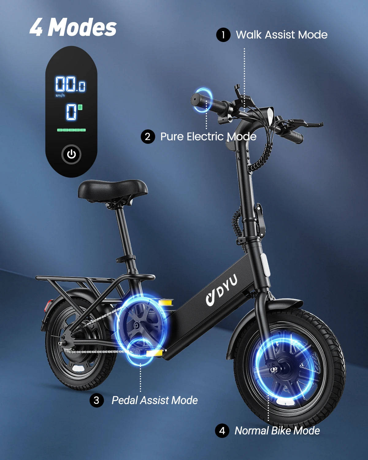 DYU Folding Electric Bike With 500W Motor And 280Wh Battery