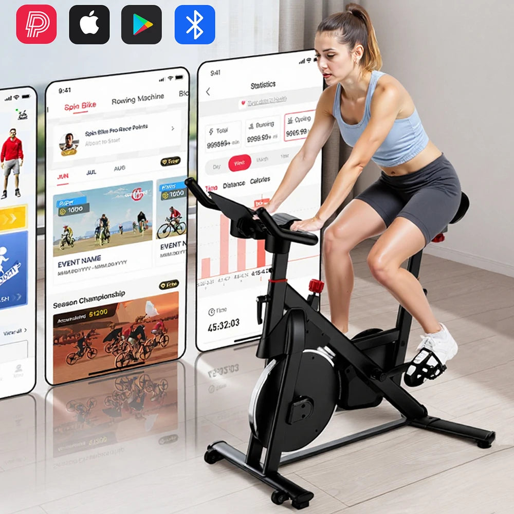 LACUFFY 32 Level Magnetic Resistance Bluetooth Home Exercise Bike