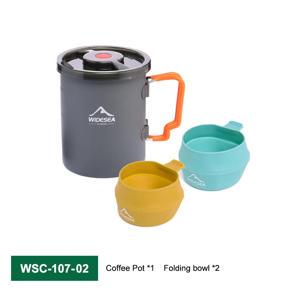 Widesea Camping Coffee Pot Set With French Press And Bowls