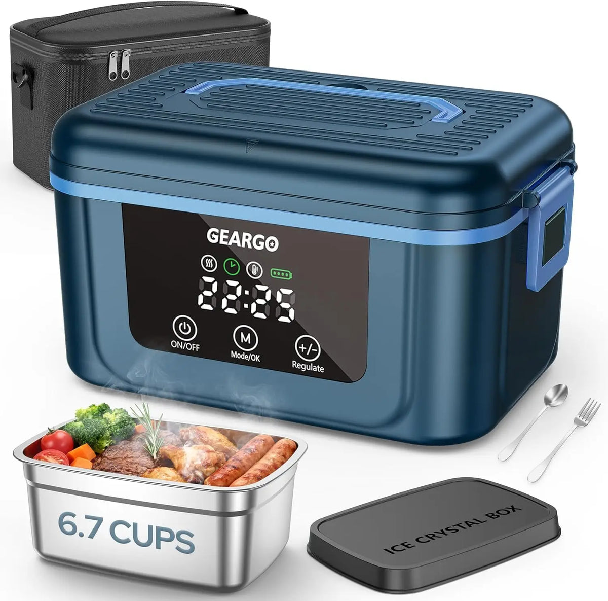 Cordless Electric Heated Lunch Box With Ice Crystal Cooling