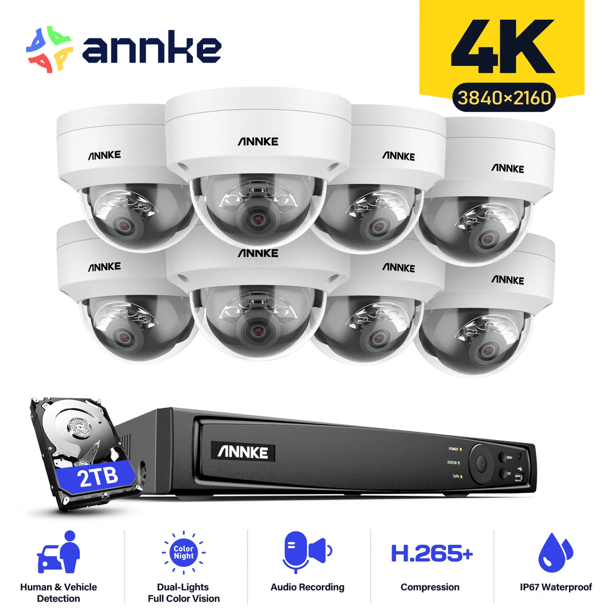 Annke 4K POE NVR Security System With 8MP Audio Cameras