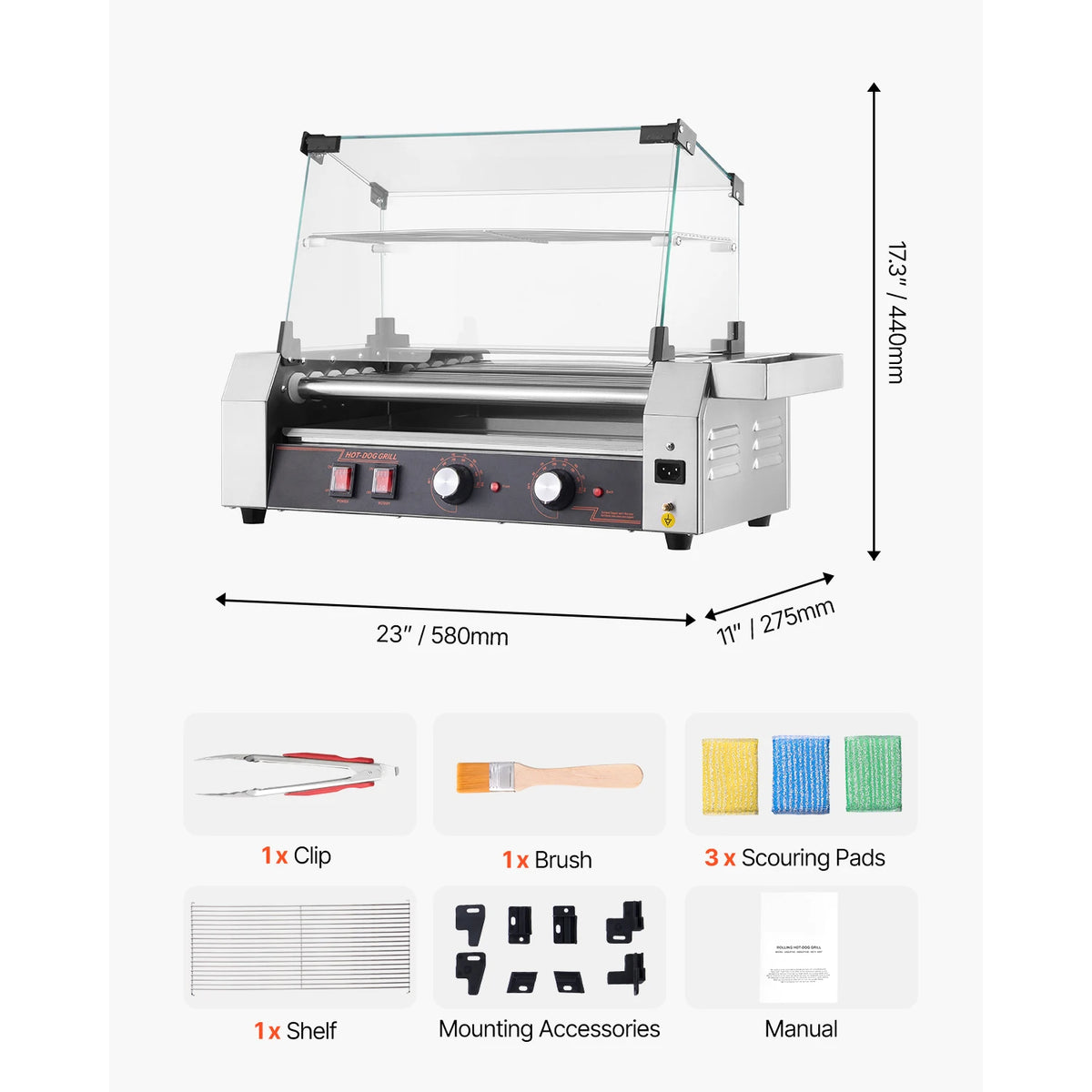 SucceBuy Commercial Stainless Steel Hot Dog Roller Grill