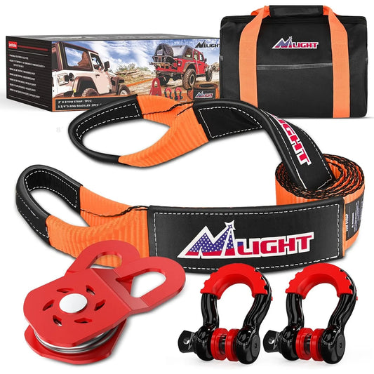 Nilight Off Road Recovery Kit Tow Strap Snatch Block Shackles