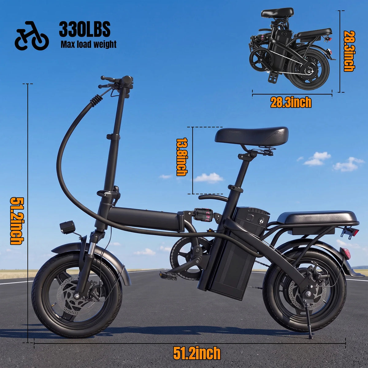 FURIDER 560W Folding Electric Bike With Removable Battery