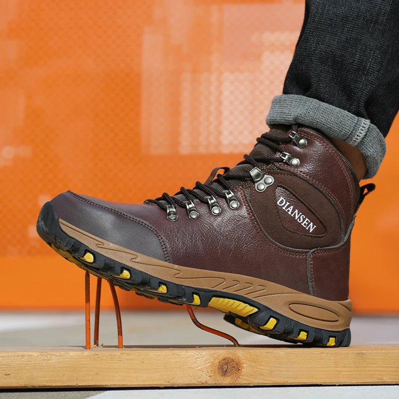 Veigar Waterproof Leather Work Safety Boots For Men Puncture Proof