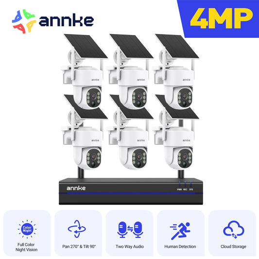 ANNKE 4MP Wireless Solar Security Camera System With NVR