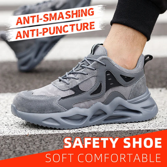 Men Lightweight Steel Toe Safety Shoes Breathable Non Slip Boots