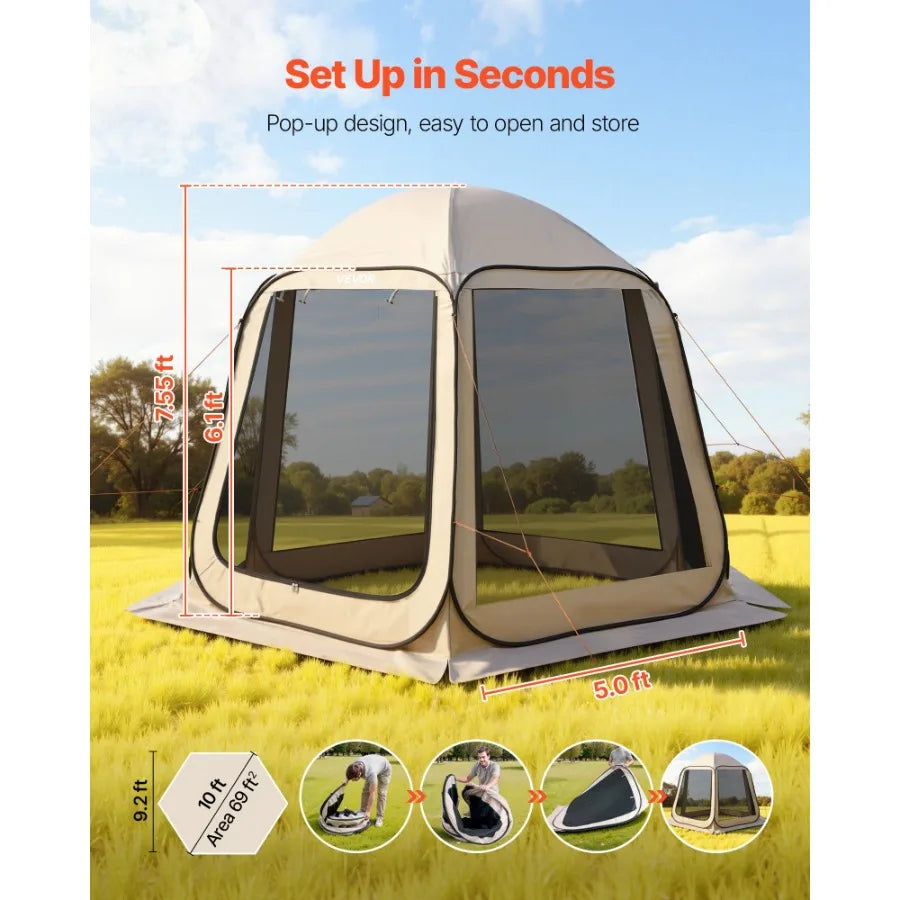 Pop Up Screen House Tent With Netting And Carry Bag