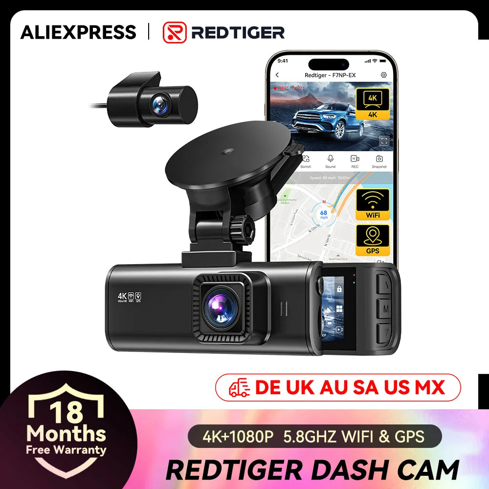 REDTIGER F7NP EX 4K Dual Channel Dash Camera With GPS