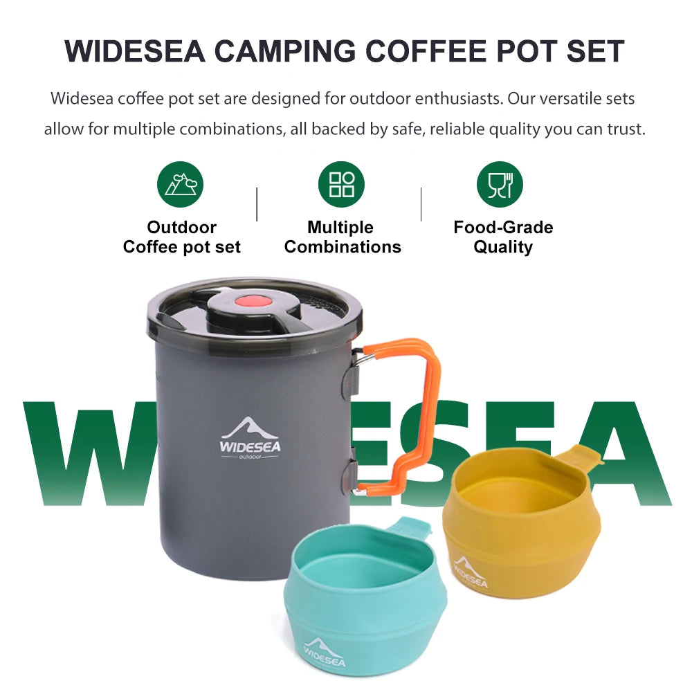 Widesea Camping Coffee Pot Set With French Press And Bowls