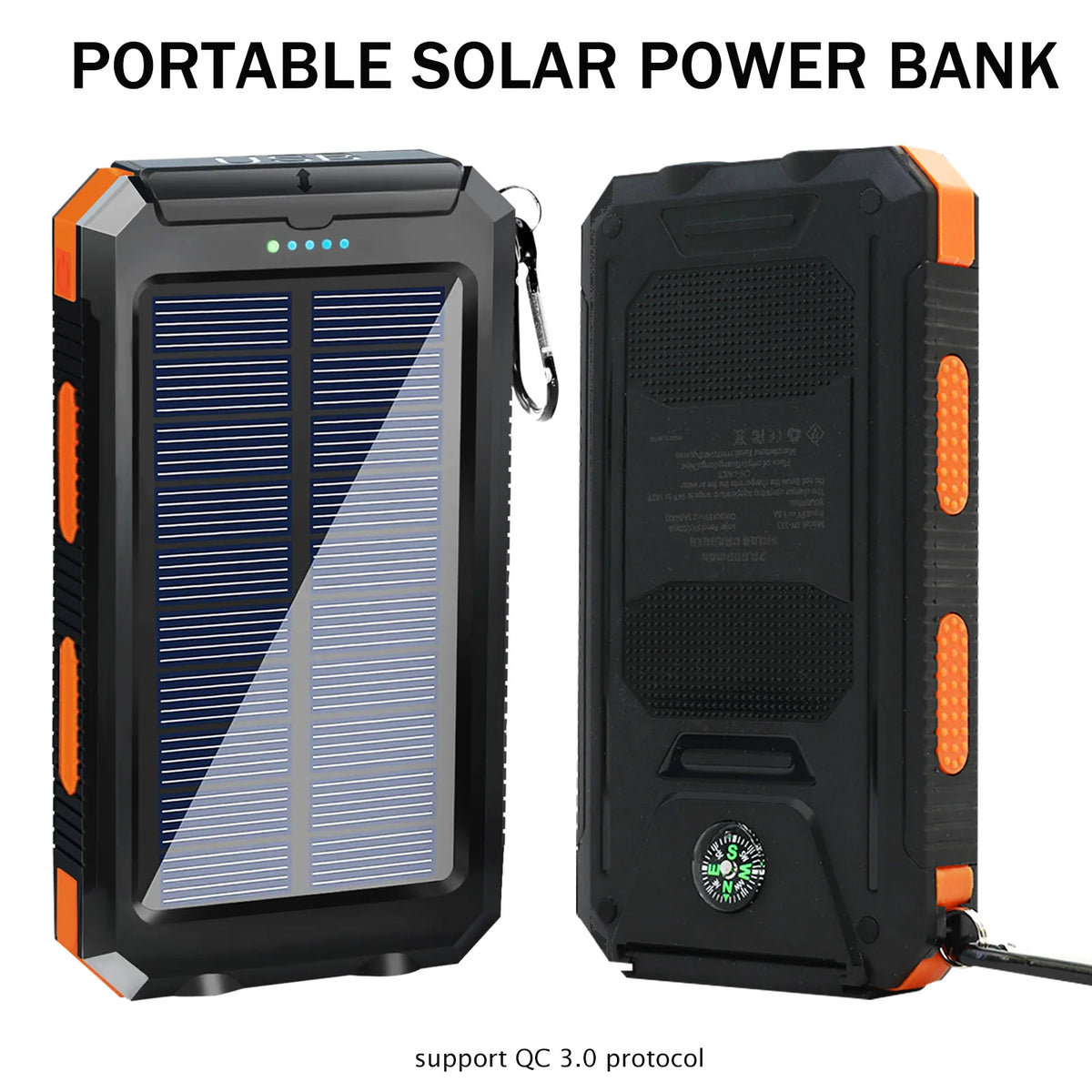 Portable Waterproof Solar Power Bank With Dual USB Ports