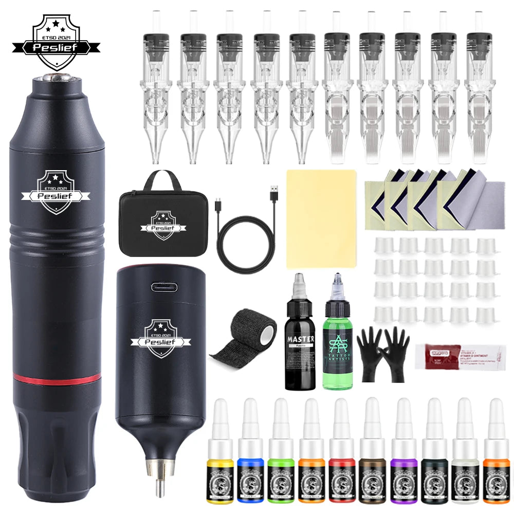 YILONG Rotary Tattoo Kit With Power Supply And Cartridge Needles