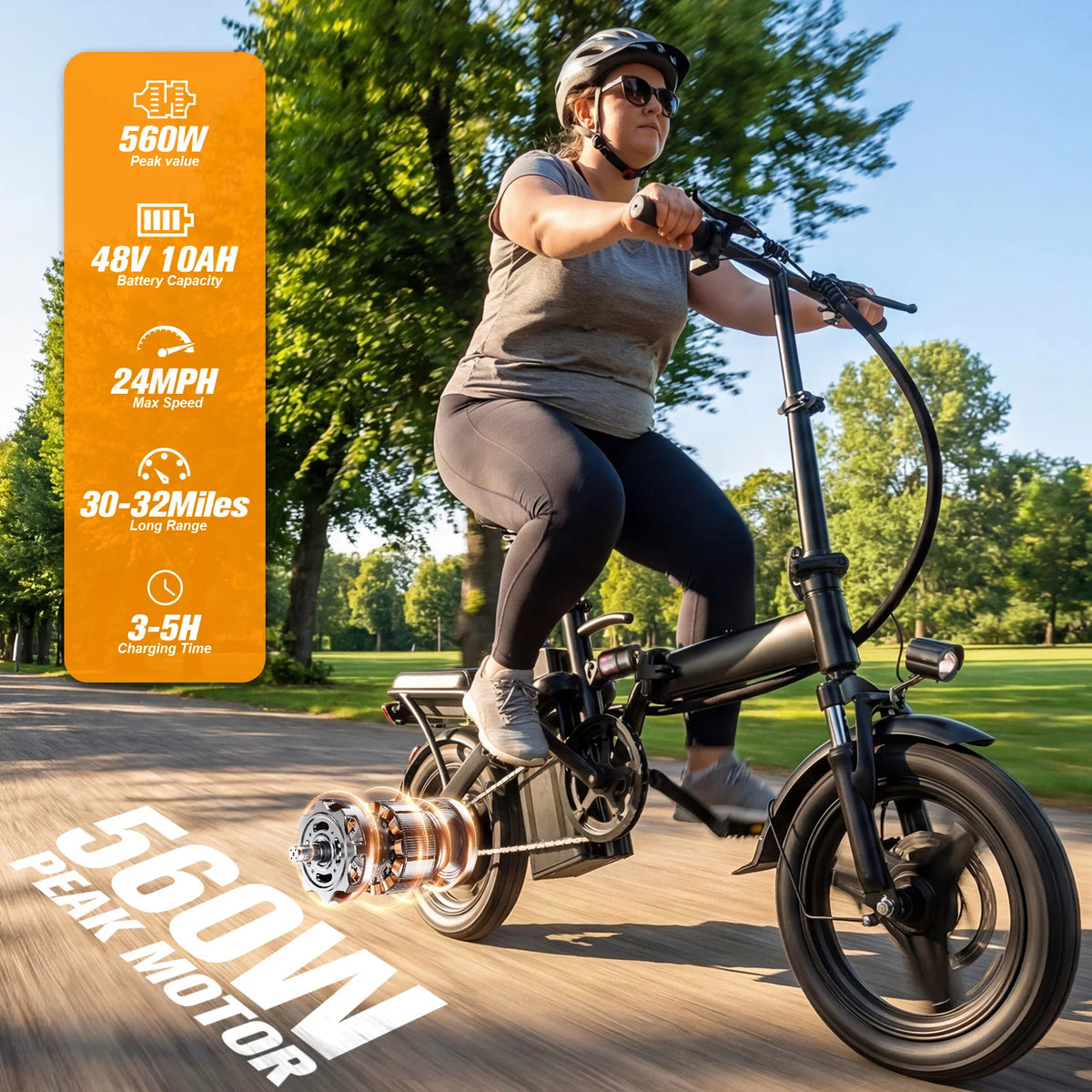 FURIDER 560W Folding Electric Bike With Removable Battery