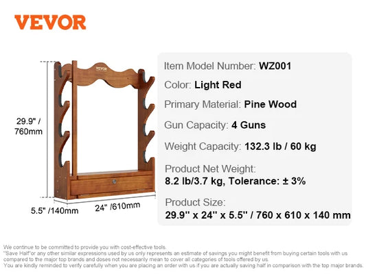 SucceBuy Wall Mounted Wooden Rifle And Shotgun Display Rack