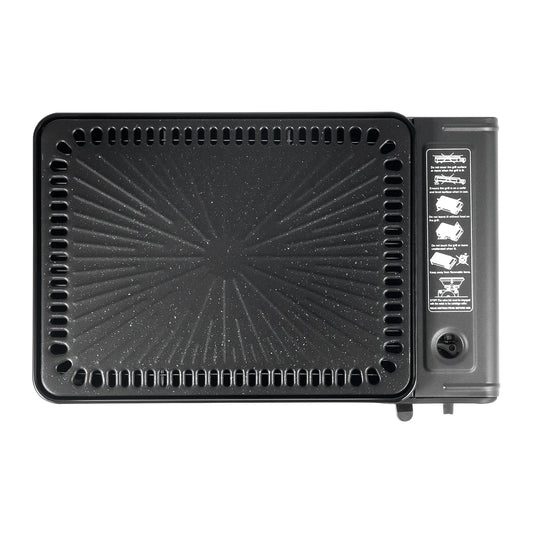Portable Butane Camping Grill With Adjustable Flame And Baking Sheet