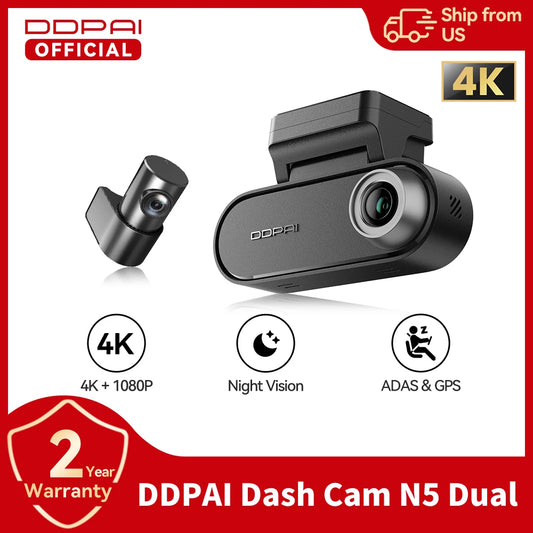 DDPAI N5 Dual 4K Front And Rear Dash Camera GPS