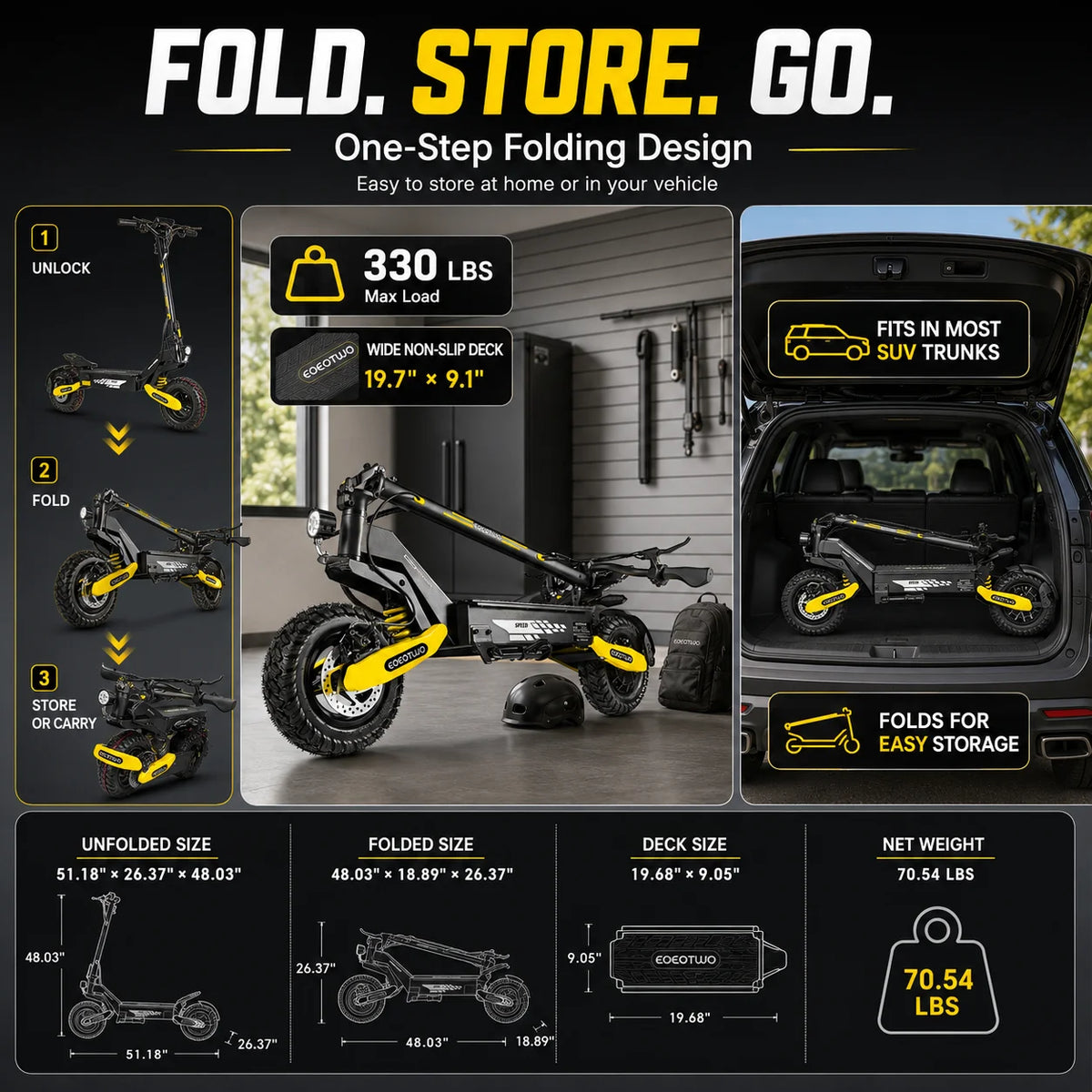 EOEOTWO 1200W Off Road Electric Scooter With Long Range