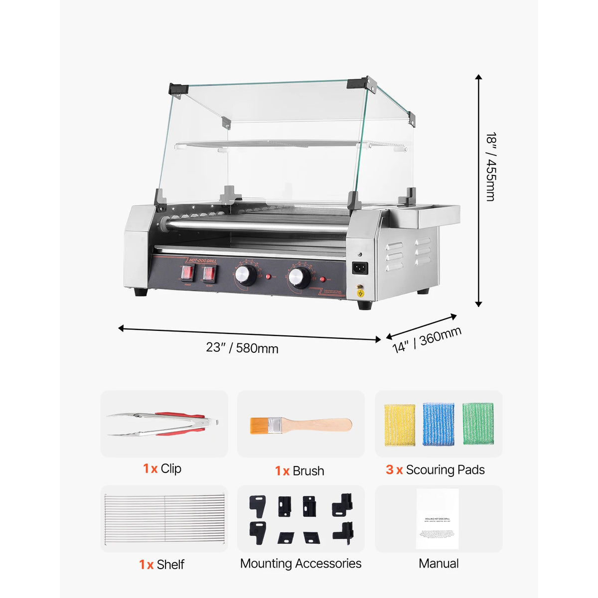 SucceBuy Commercial Stainless Steel Hot Dog Roller Grill