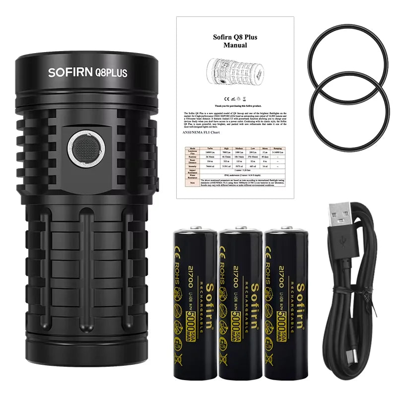 Sofirn Q8 Plus Led Flashlight 16000 Lumen Usb Rechargeable Torch