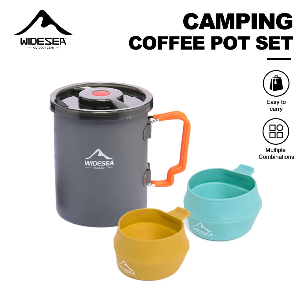 Widesea Camping Coffee Pot Set With French Press And Bowls