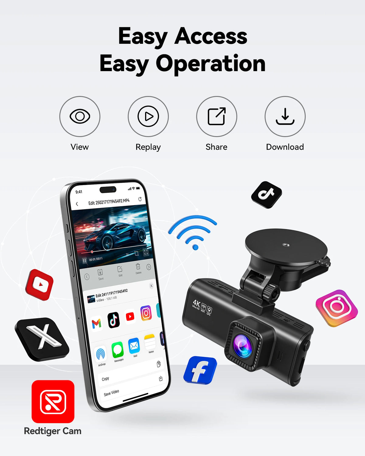 REDTIGER F7NP EX 4K Dual Channel Dash Camera With GPS